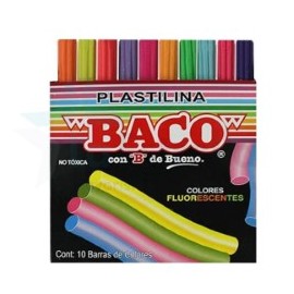 PLASTILINA EN CAJITA BACO C/10 COLORES FLUORESCENTES /100