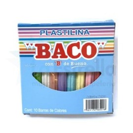 PLASTILINA EN CAJITA BACO C/10 COLORES PASTEL /100