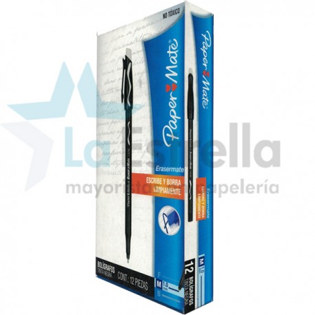 BOLIGRAFO BORRABLE ERASER MATE NEGRA /12