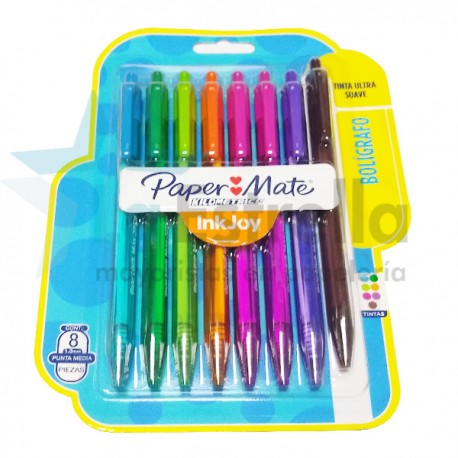 BOLIGRAFO KILOMETRICO P/M 100 RT INKJOY RETRACTIL 8 COL SURT /36