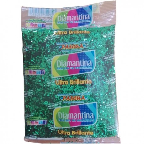 DIAMANTINA GRUESA DE 50 GRS VERDE BANDERA C40 20 / 100