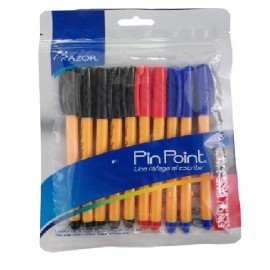 BOLIGRAFO AZOR PIN POINT COL. BASICOS P/F BARRIL AMARILLO C/10 6820NRA /24