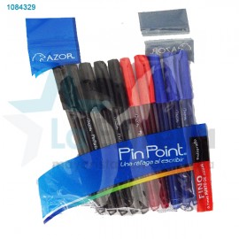 BOLIGRAFO AZOR PIN POINT COL. BASICOS P/F BARRIL TRANSP. C/10 6810NRA /24