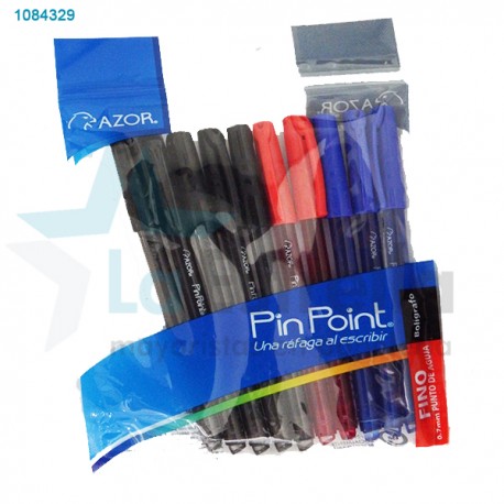 BOLIGRAFO AZOR PIN POINT COL. BASICOS P/F BARRIL TRANSP. C/10 6810NRA /24